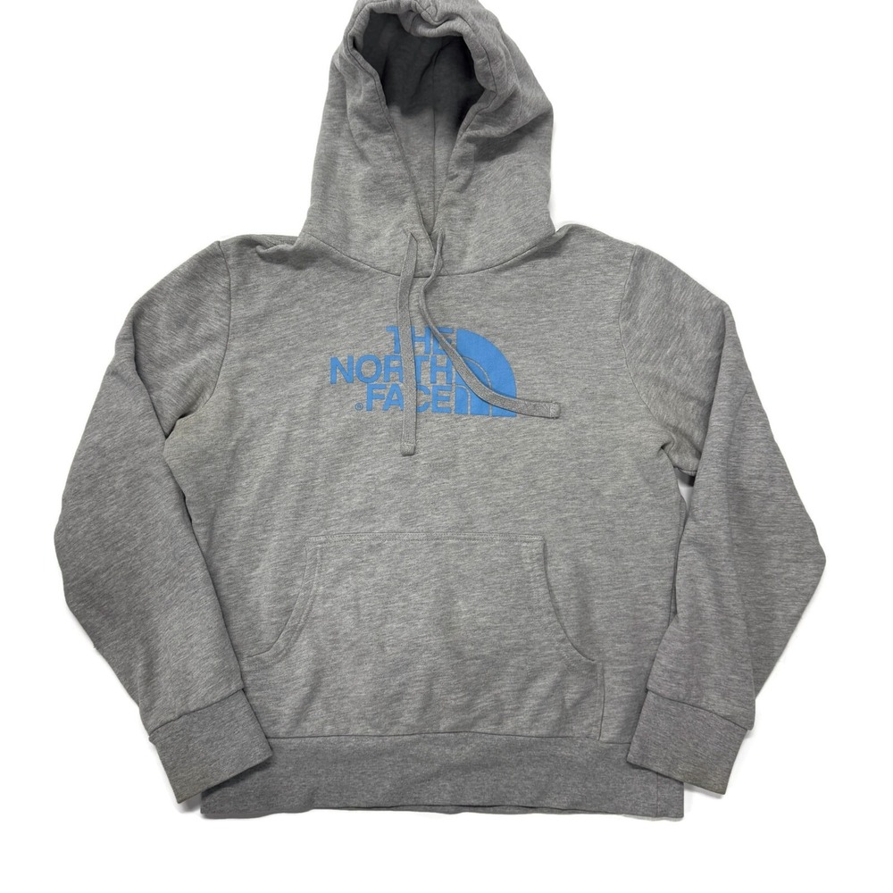 The North Face Hoodie Womens Medium Pullover Sweatshirt Gray Cotton Blend Logo